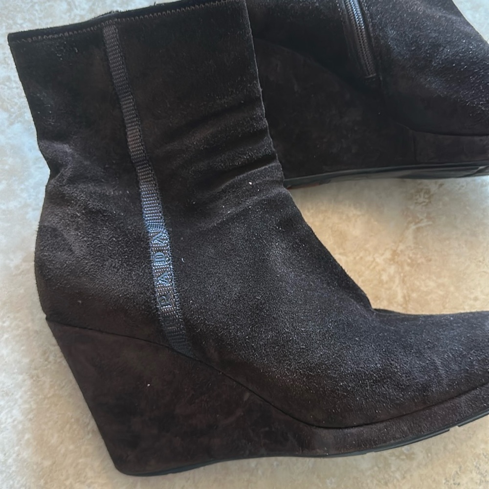 Brown Prada Wedge Boots WORN ONCE